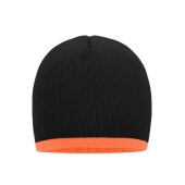 Beanie with Contrasting Border black/orange