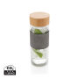 Impact dubbelwandige borosilicaat glazen drinkfles, transparant, grijs