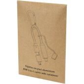 Algieba 65W 3-in-1 oplaadkabel van gerecycled aluminium met karabijnhaak - Zwart