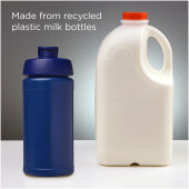 Baseline 500 ml gerecyclede drinkfles met klapdeksel - Blauw/Blauw