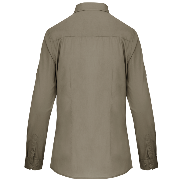 Damesoverhemd safari lange mouwen Light khaki XXL Damesoverhemd safari lange mouwen Light khaki XXL