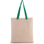 Platte shopper van canvas met contrasterend hengsel Natural / Kelly Green One Size Platte shopper van canvas met contrasterend hengsel Natural / Kelly Green One Size