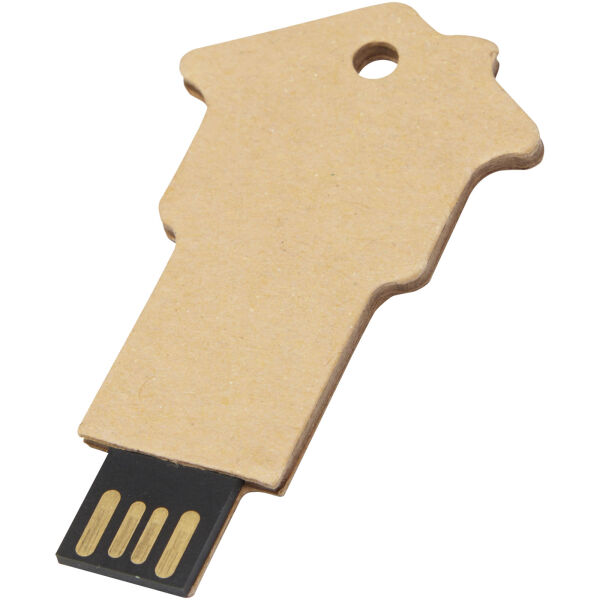 Huisvormige USB 2.0 van gerecycled papier - Kraft bruin - 4GB