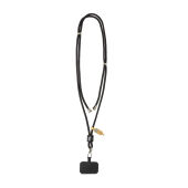 CarryLoop RCS rPET verstelbare lanyard met telefoonhouder, zwart