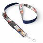 Afneembare polyester keycord met gesublimeerde satijnen overlay