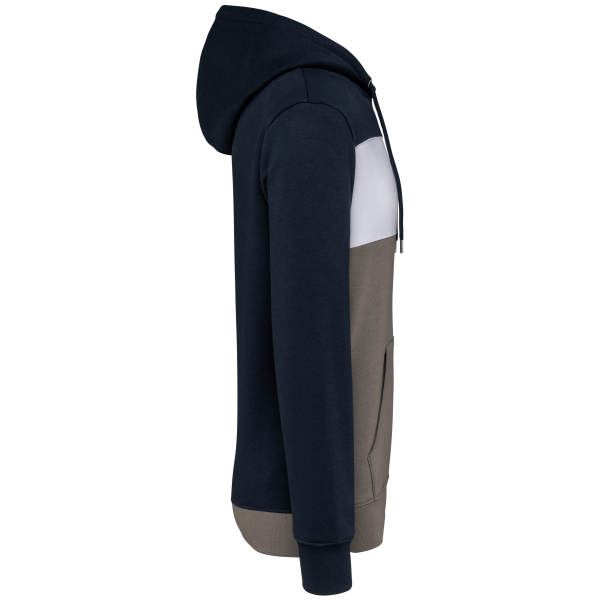 Driekleurige unisex sweater met capuchon Navy / White / Basalt Grey S Driekleurige unisex sweater met capuchon Navy / White / Basalt Grey S