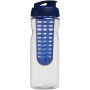 H2O Active® Base 650 ml sportfles en infuser met flipcapdeksel - Transparant/Blauw