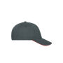 5 Panel Sandwich Cap Organic Cotton graphite/red one size