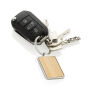 RCS gerecycled zinc alloy rechthoekige sleutelhanger, zilver, bruin