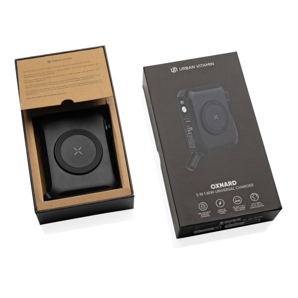 Urban Vitamin Oxnard 5-in-1 65W universele oplader, zwart Urban Vitamin Oxnard 5-in-1 65W universele oplader, zwart