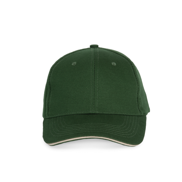 6-Panel-Kappe mit Kontrast-Sandwichschirm Forest Green / Beige One Size 6-Panel-Kappe mit Kontrast-Sandwichschirm Forest Green / Beige One Size