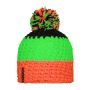 Crocheted Cap with Pompon neon-orange/neon-green/black