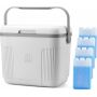 Brisby Koelbox - Frigobox - 22L - Wit - Tot maximaal 40 uur isolatie - Incl. 4 dikke koelelementen van 450ml - Temperatuur veilige sluiting - Nieuw ontwerp met koelelementen vergrendeld in deksel