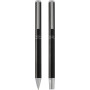 Lucetto recycled aluminium ballpoint and rollerball pen gift set - Solid black