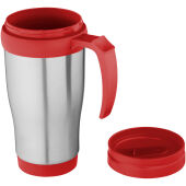 Sanibel 400 ml geïsoleerde thermosbeker - Zilver/Rood