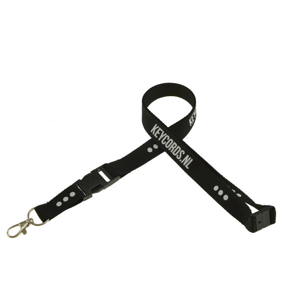 Keycord met buckle en safety clip - zwart