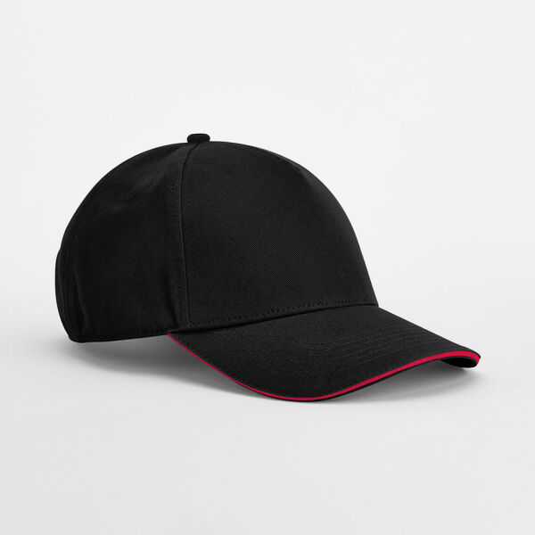 EarthAware® Clas. Org. Cotton 5 Panel Sandwich P. - Black/Classic Red - One Size
