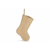 Jute-stijl kerstsok met decoratieve stiksels 45cm