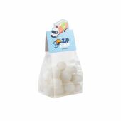 Blokzakje met kopkaartje in eigen vorm en 100 gram snoep