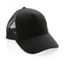 Impact AWARE™ 5 panel recycled katoenen truckercap, zwart