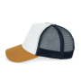Ecologische uniseks truckerpet met 5 panelen Ivory / Curcuma / Navy Blue One Size Ecologische uniseks truckerpet met 5 panelen Ivory / Curcuma / Navy Blue One Size