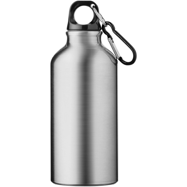 Oregon 400 ml RCS certified recycled aluminium water bottle with carabiner - Silver