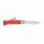 Opinel Colorama No 08 zakmes in een  riemetui - rood