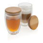 Dubbelwandig borosilicaatglas met bamboe deksel 350ml, transparant