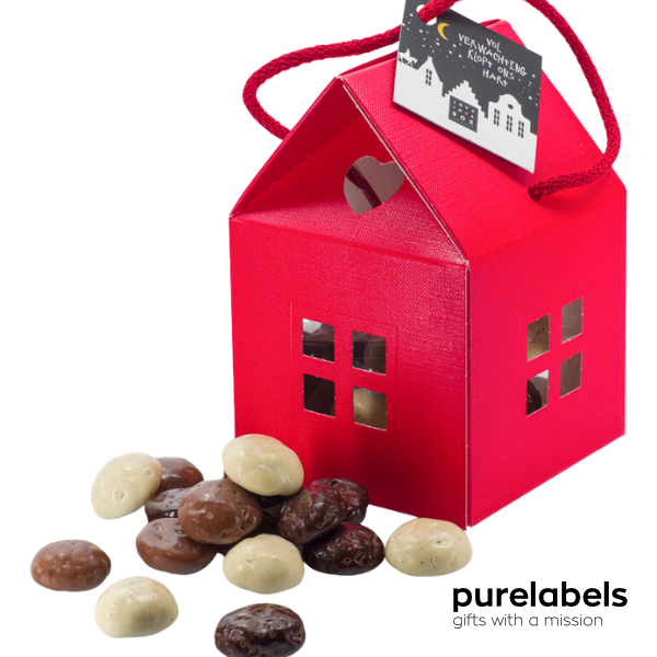 Sinterklaas chocolade | Huisje rood met kaartje  | Kruidnoten Mix 125gram
