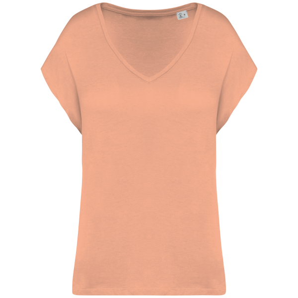 Ecologisch baggy dames T-shirt V-hals Ecologisch baggy dames T-shirt V-hals