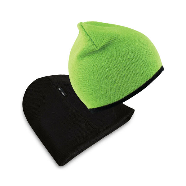 Soft Feel Cuffless Reversible Beanie - Lime/Black - One Size Soft Feel Cuffless Reversible Beanie - Lime/Black - One Size