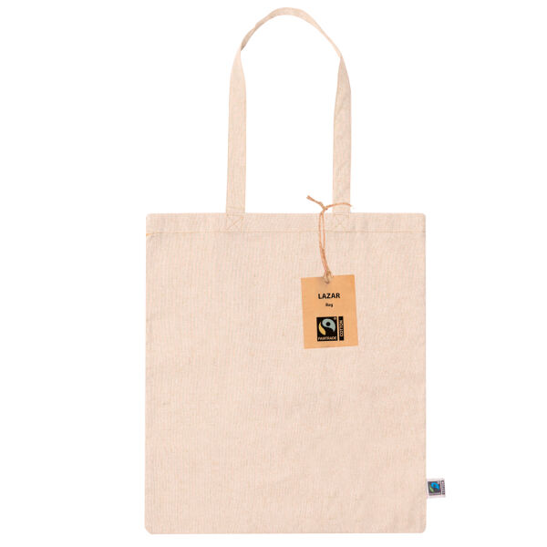 Gerecycled katoenen Fairtrade shopper Lazar | 120 g/m² | 38×42 cm | Lange hengsels | Natuurlijk Gerecycled katoenen Fairtrade shopper Lazar | 120 g/m² | 38×42 cm | Lange hengsels | Natuurlijk