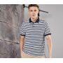 STRIPED JERSEY POLO SHIRT, WHITE/NAVY, L, FRONT ROW