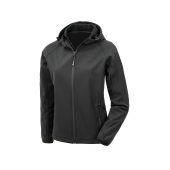 3-laagse gerecycleerde softshell met capuchon voor dames Black XS