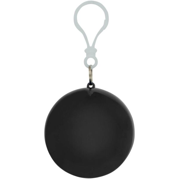 Fog poncho in ronde plastic verpakking met karabijnhaak - Zwart Fog poncho in ronde plastic verpakking met karabijnhaak - Zwart