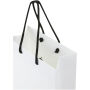 Handgemaakte 170 g/m2 integra papieren tas met plastic handgrepen - medium - Wit/Zwart