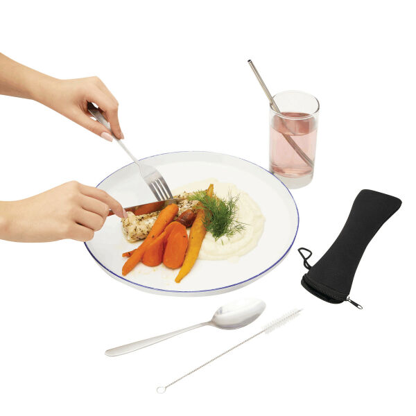 STELLOKIT - Stainless steel cutlery set, 5 components black, silver STELLOKIT - Stainless steel cutlery set, 5 components black, silver