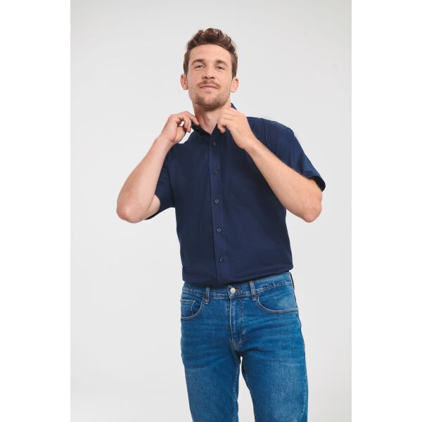 Men's Short Sleeve Easy Care Oxford Shirt Bright Navy 6XL Men's Short Sleeve Easy Care Oxford Shirt Bright Navy 6XL