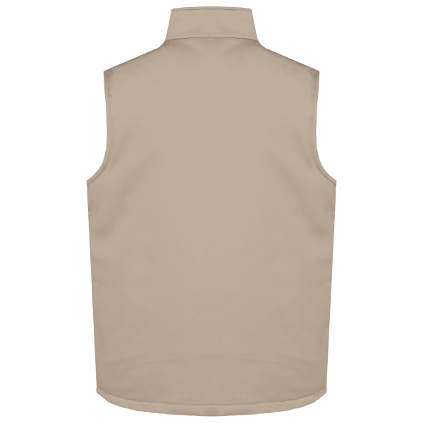 Gewatteerde uniseks bodywarmer van polykatoen multizakken Beige XS Gewatteerde uniseks bodywarmer van polykatoen multizakken Beige XS