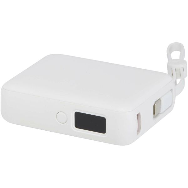 Acrux tabletpowerbank van 10.000 mAh 35 W met ingebouwde Type-C kabel van gerecycled plastic - Wit Acrux tabletpowerbank van 10.000 mAh 35 W met ingebouwde Type-C kabel van gerecycled plastic - Wit