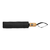 21" Impact AWARE™ RPET 190T bamboe auto open/dicht paraplu, zwart