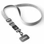 Geweven verstelbare crossbody telefoonhouder met gegraveerde metalen logoplaat
