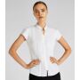 Ladies Cap Sleeve V Neck Tailored Continental Blouse, Black, 10, Kustom Kit