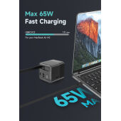 Urban Vitamin Mendocino 65W GaN lader, uittrekbare kabel, zwart