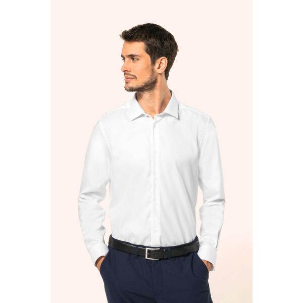 Oxford Pinpoint-Herrenhemd mit langen Ärmeln White S Oxford Pinpoint-Herrenhemd mit langen Ärmeln White S
