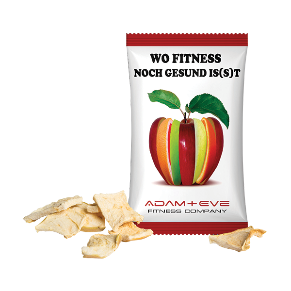 Zakje appelchips gevuld met gedroogde appelchips