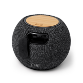 BANDINI Draadloze ronde speaker van RPET en bamboe - zwart