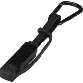Algieba 65W 3-in-1 oplaadkabel van gerecycled aluminium met karabijnhaak - Zwart