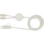 Chechia 5-in-1 150 cm datasynchronisatie- en 27 W snellaadkabel van gerecycled plastic met bamboe details - Wit