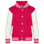 Just Hoods - Kids´ Varsity Jacket hot pink / white 5-6 Y